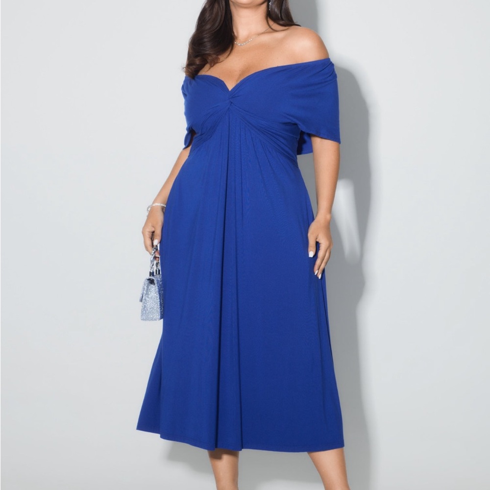 Elegant Blue Off-Shoulder Dress